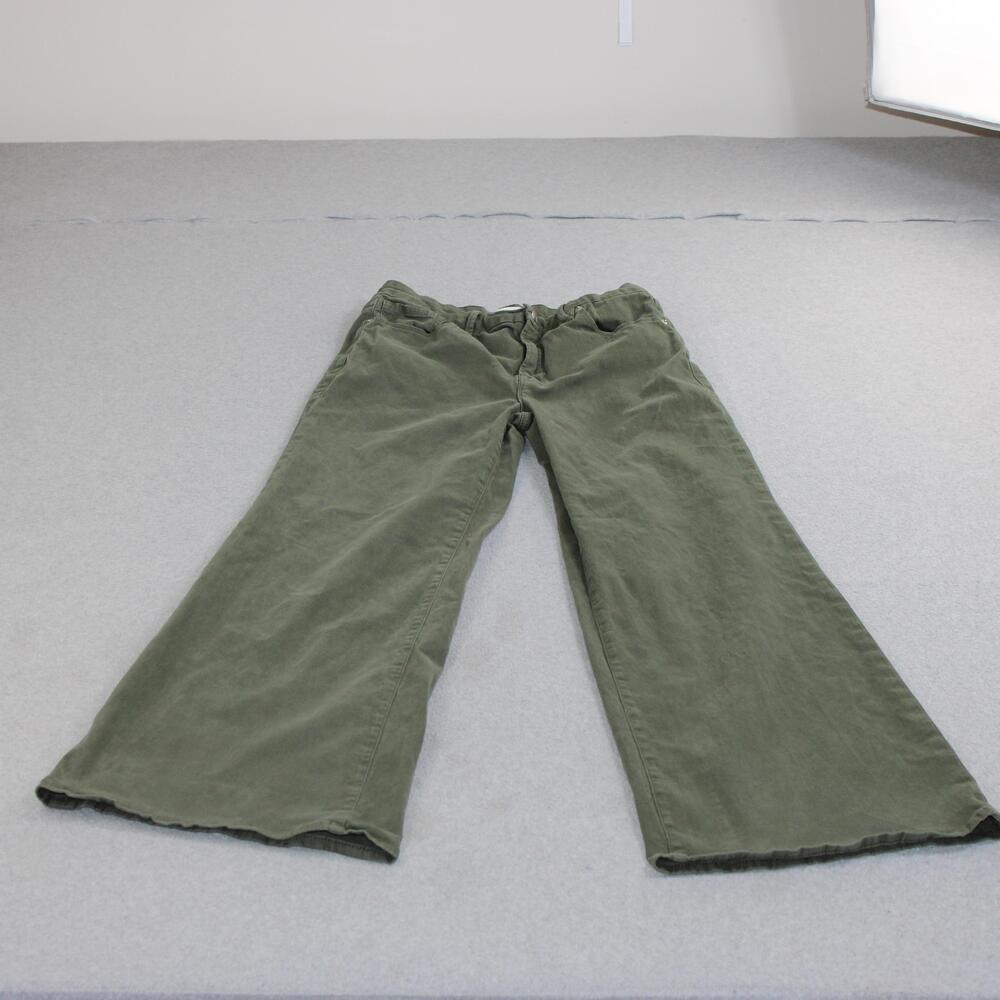 Good American Pants Women 14 Green Wide Leg Chino Stretch Casual Relaxed Comfy